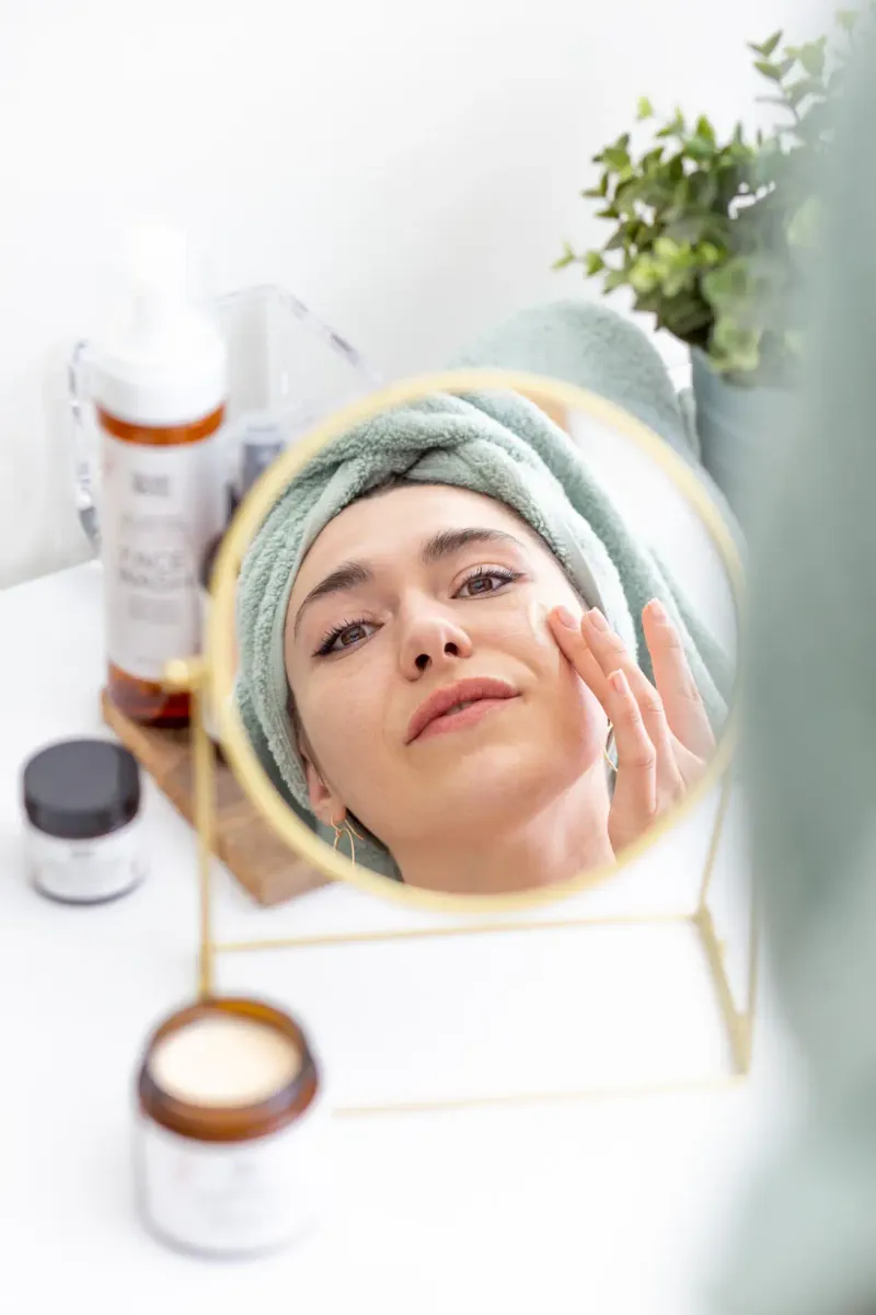 Professional skincare product photography with natural styling