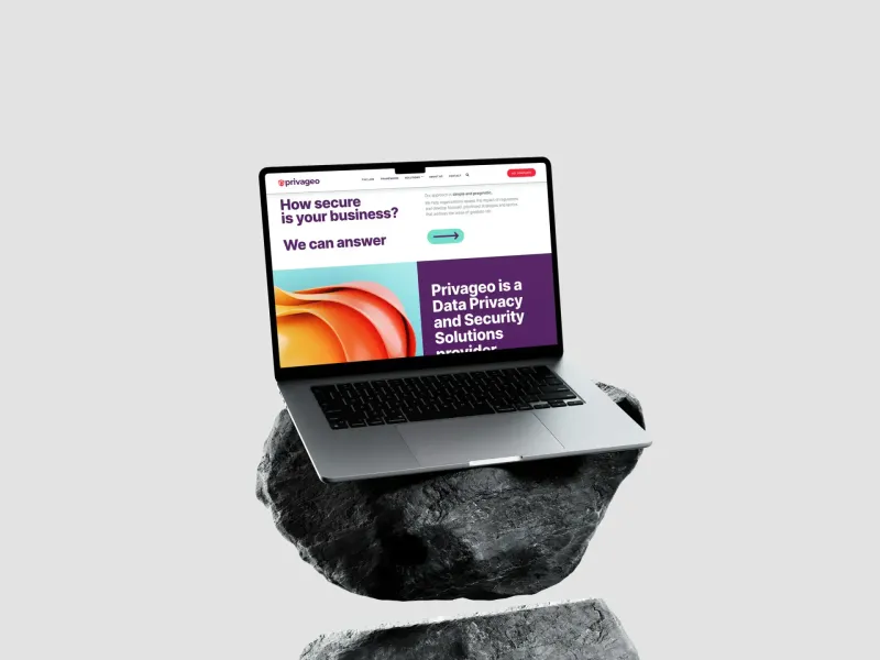 Privageo brand identity and website hero design