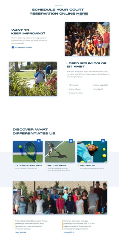 RPTC tennis club website designed by DMS with court reservations, coaching programs, and membership features