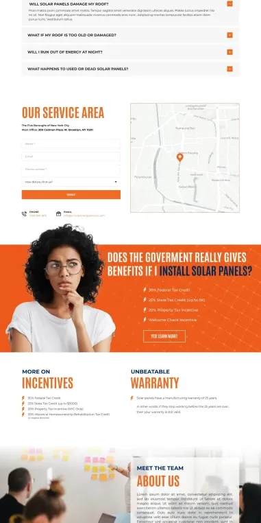 Smarter Energy Services solar panel installation website designed by DMS with quote calculator, incentives, and service area map