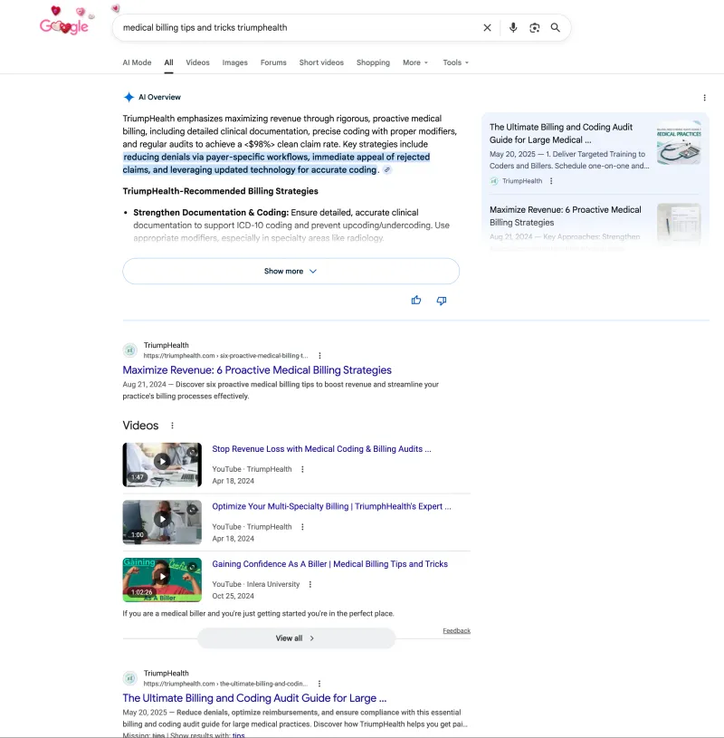 AI Overview optimization results by DMS