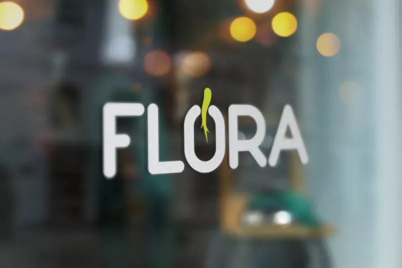 Brand identity design for Flora with organic natural aesthetic and custom typography