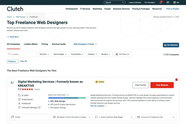 Best Freelance Web Designers in 2026: Clutch Rankings Reviewed