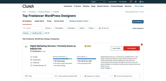 Best Freelance WordPress Designers in 2026: Clutch Rankings Reviewed