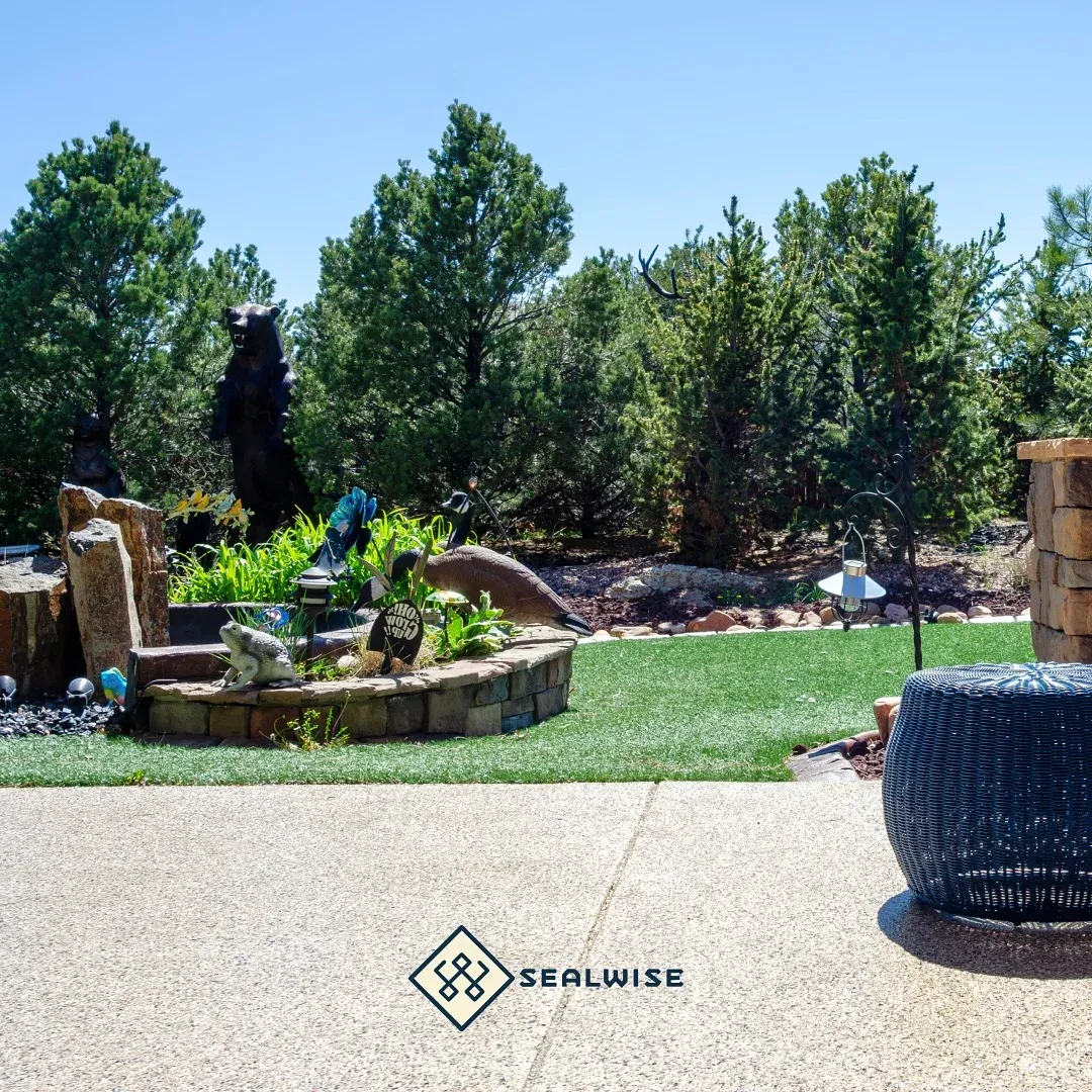 On-site photo of a completed outdoor epoxy flooring project, photographed by Kristian for Sealwise Epoxy's Instagram content
