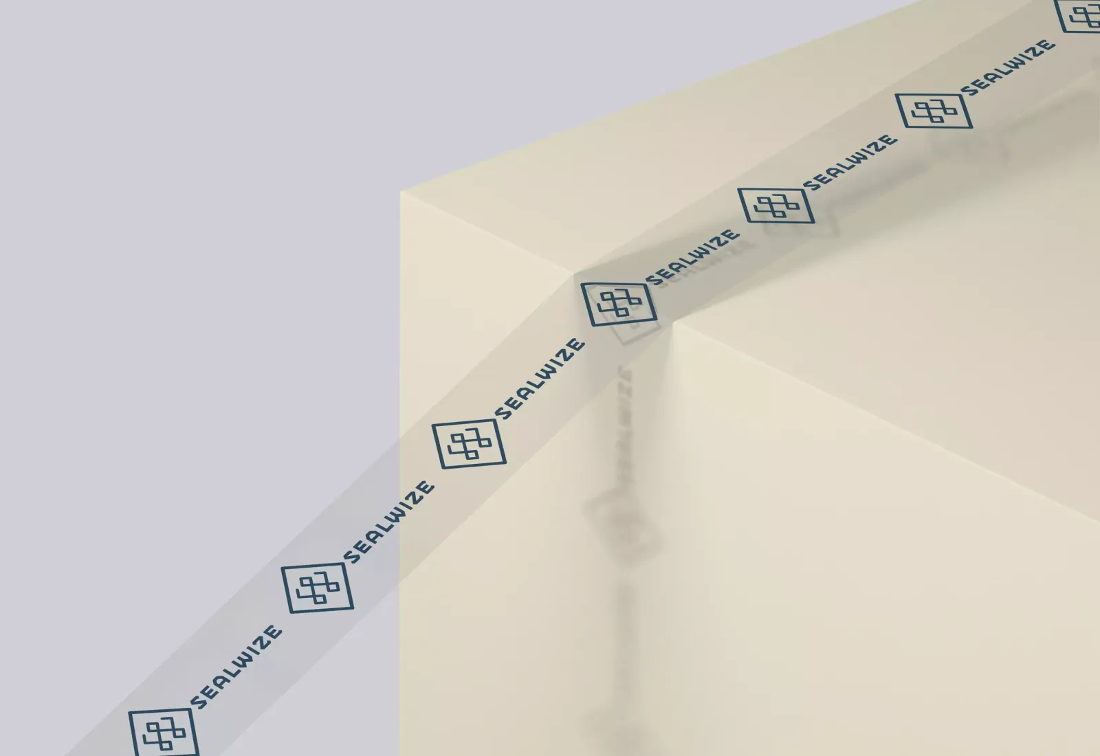 Sealwise Epoxy branded packaging tape with repeating diamond logo pattern