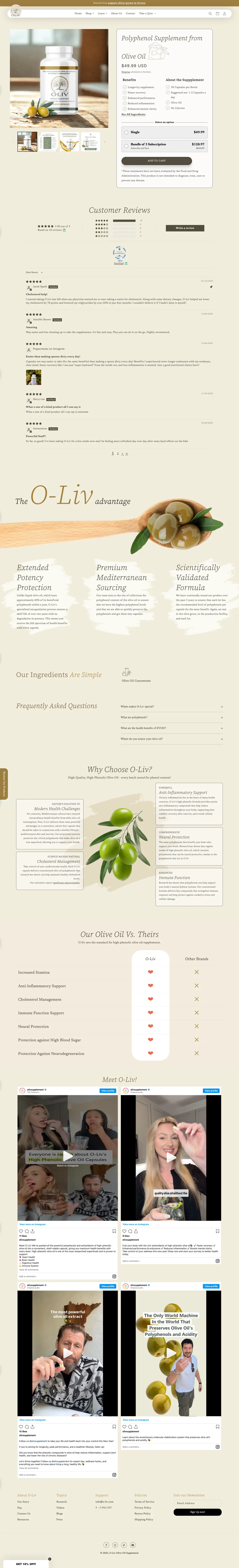 O-Liv olive oil supplement product page